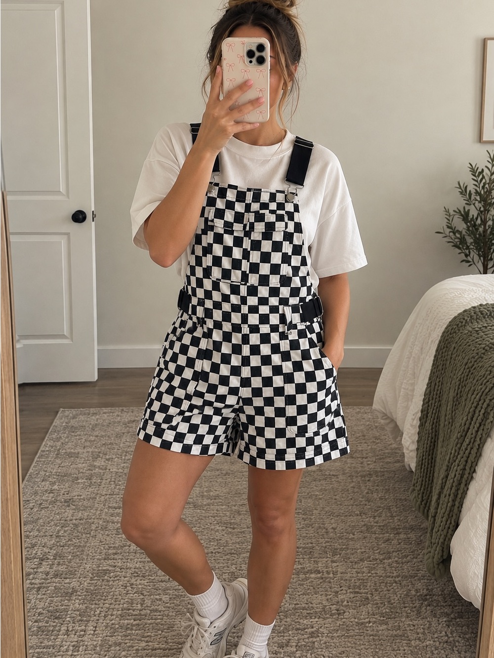 Hot Topic Checkerboard Overall Romper Shorts Size S Y2K Alt